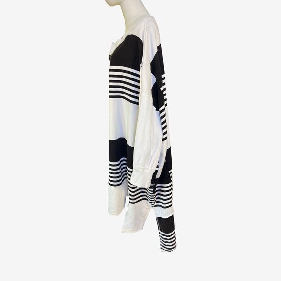 We The Free Off The Shelf Maxi Tunic Dress Black White Striped Cotton L - Picture 10 of 11